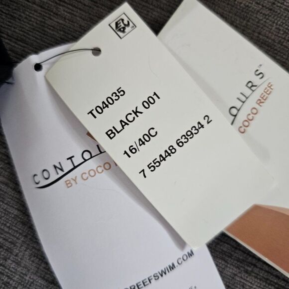 Contours Women's Black V-Neck Bra Sized Underwire 1-Piece Swimsuit Size 16 - Picture 10 of 14